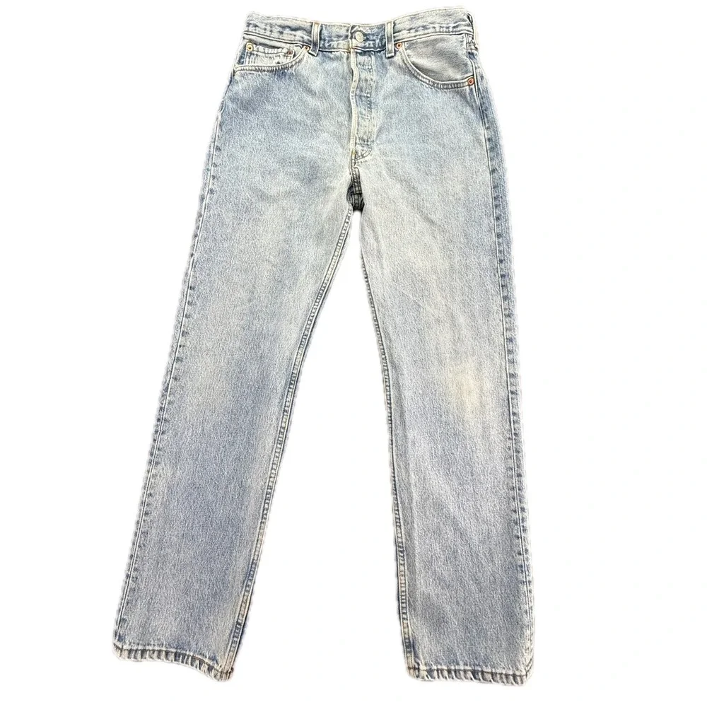 Levis 501-0193 Mens Vintage 1996 Made in USA Light Wash Straight Jeans 34x32